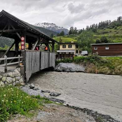 Spoell river with flood